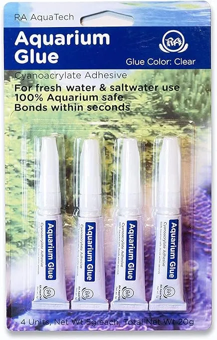 RA Aquatech Aquarium Glue Clear for Plants Corals Aquascaping Instant Aquarium Safe (25pcs can)