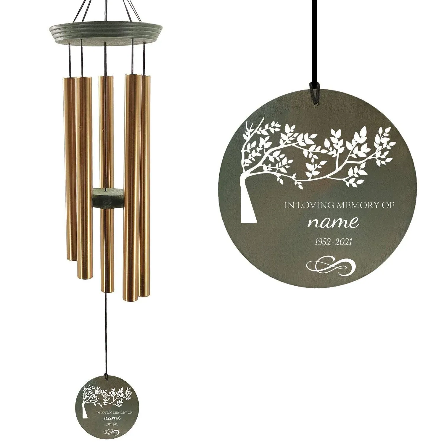 ASTARIN Memorial Tree of Life 36" Wind Chimes, Personalized Name Sympathy Wind Chime, in Memory of Loss Mom Loved One, Large Deep Tone Bereavement Windchimes for Outdoors Outside Patio Clearance