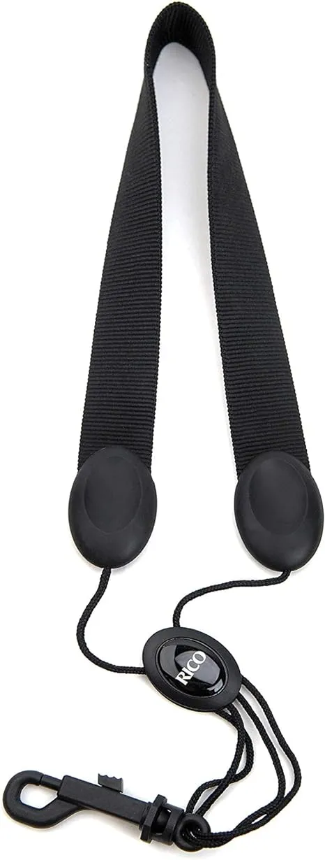 Rico Saxophone Strap, Soprano/Alto, Black Nylon, Snap Hook