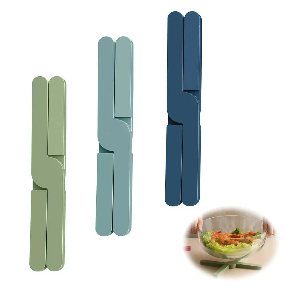 3pcs Foldable Cross Design Silicone Trivet Mats Nonslip Kitchen Expandable Colla