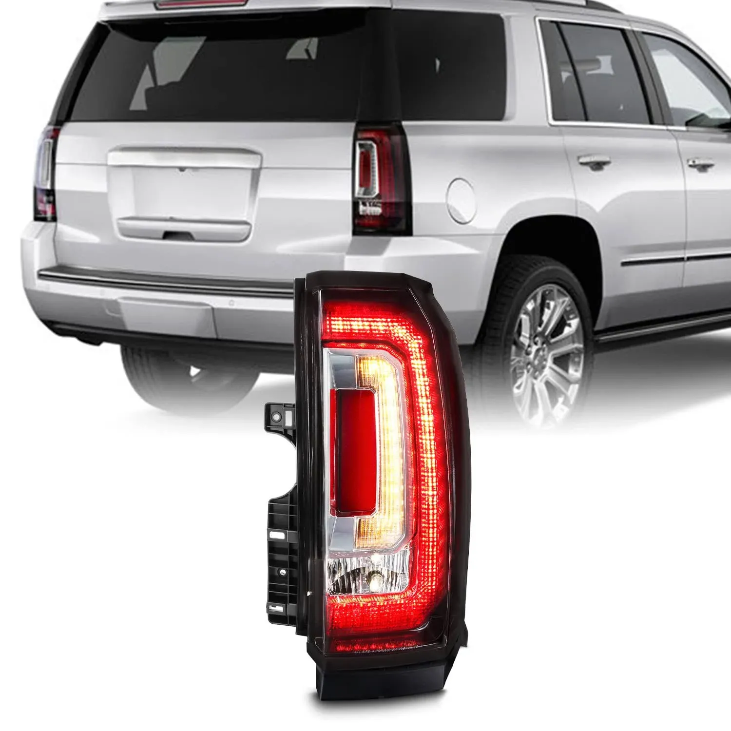 AKKON - Fits 2015-2020 GMC Yukon XL LED Tube Bar Running Brake Signal Chrome Tail Light Passenger Right Side Replacement