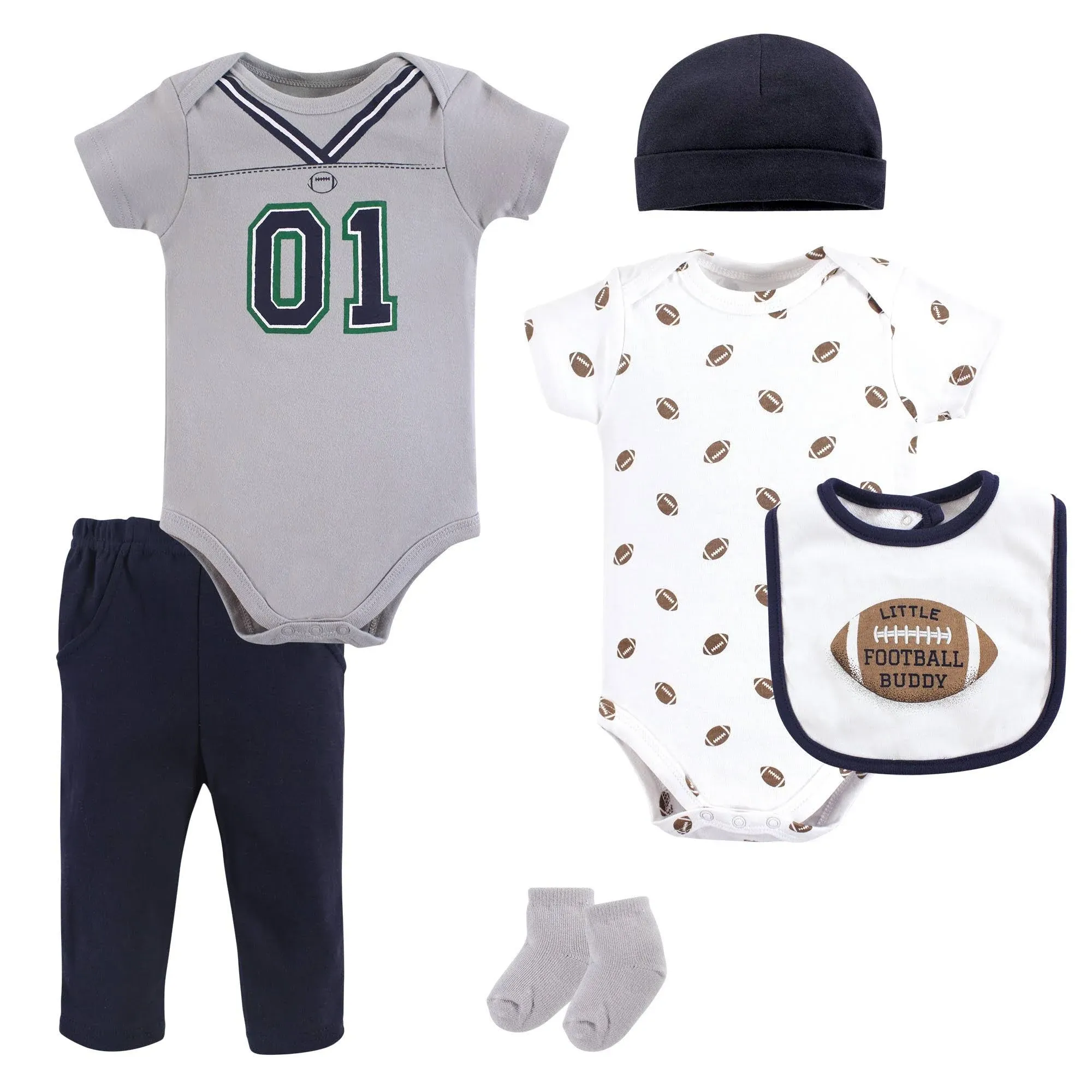 Little Treasure Layette 6-Piece Set Football Jersey / 3-6 Months