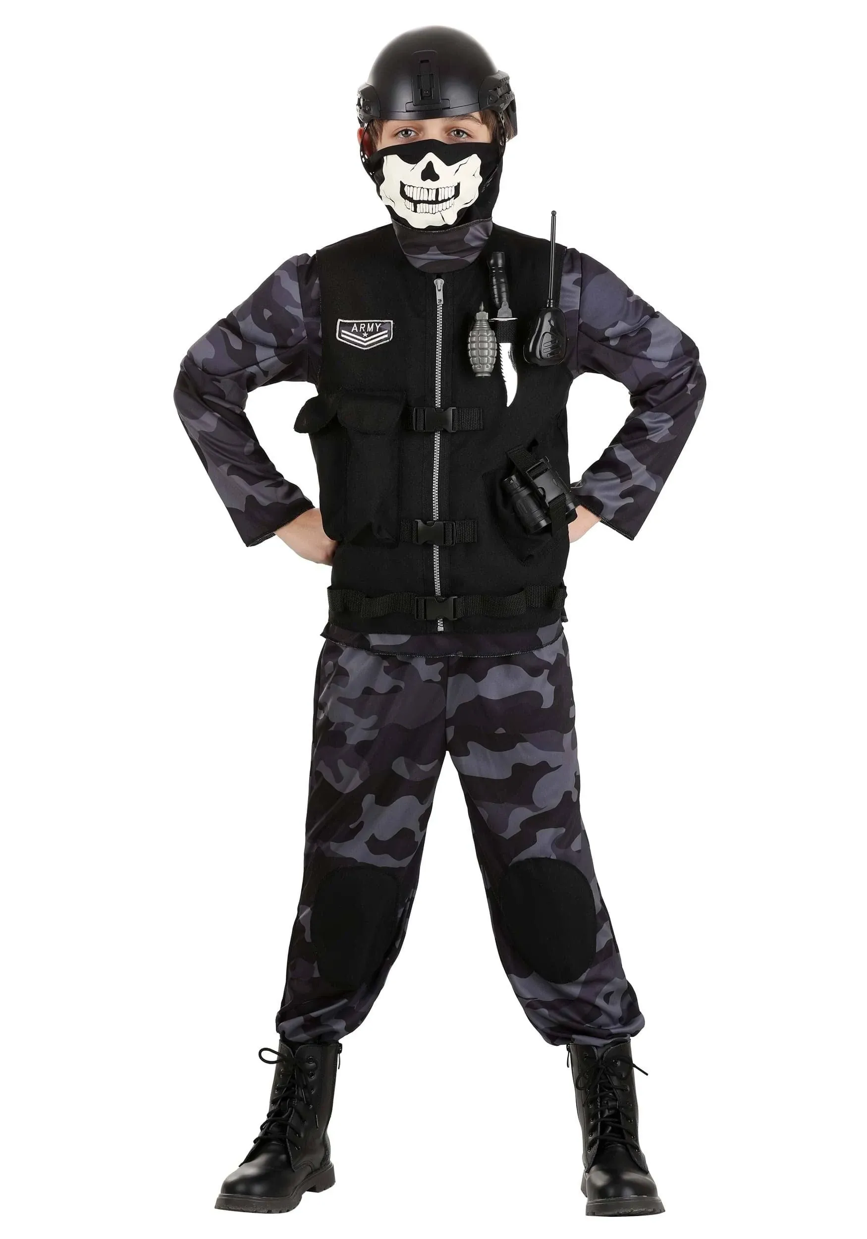 Child Elite Army Costume | Kids | unisex | Black/Gray | L | Fun Costumes