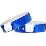 Ouchan Holographic Plastic Party Wristbands Blue - 500 Pack Vinyl Wristbands for Events Club Music Meeting