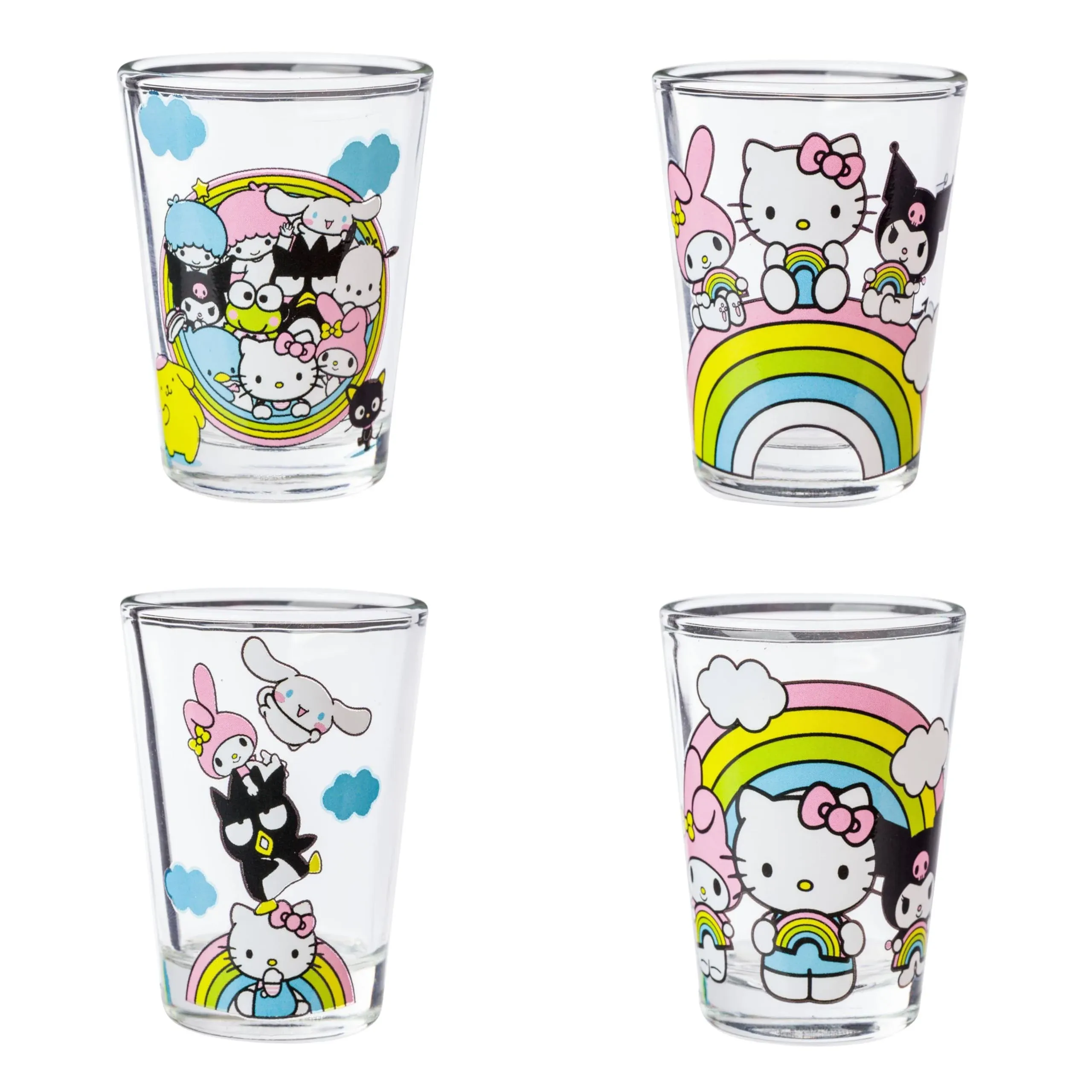 Hello Kitty and Friends Shot Glass Set Of Four 1.5oz Rainbows Sanrio NIB