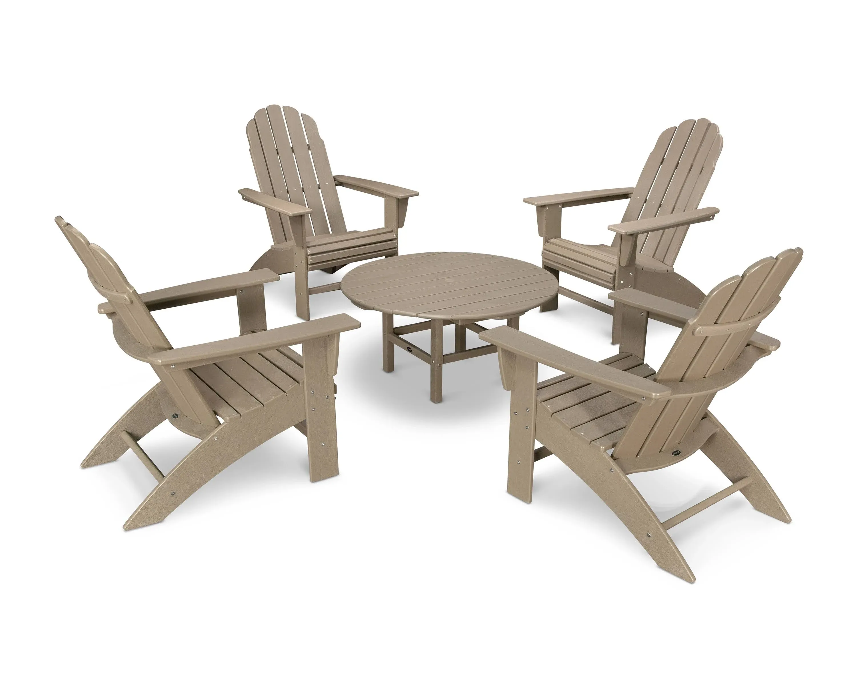 POLYWOOD Vineyard 5-Piece Oversized Adirondack Set Vintage Sahara