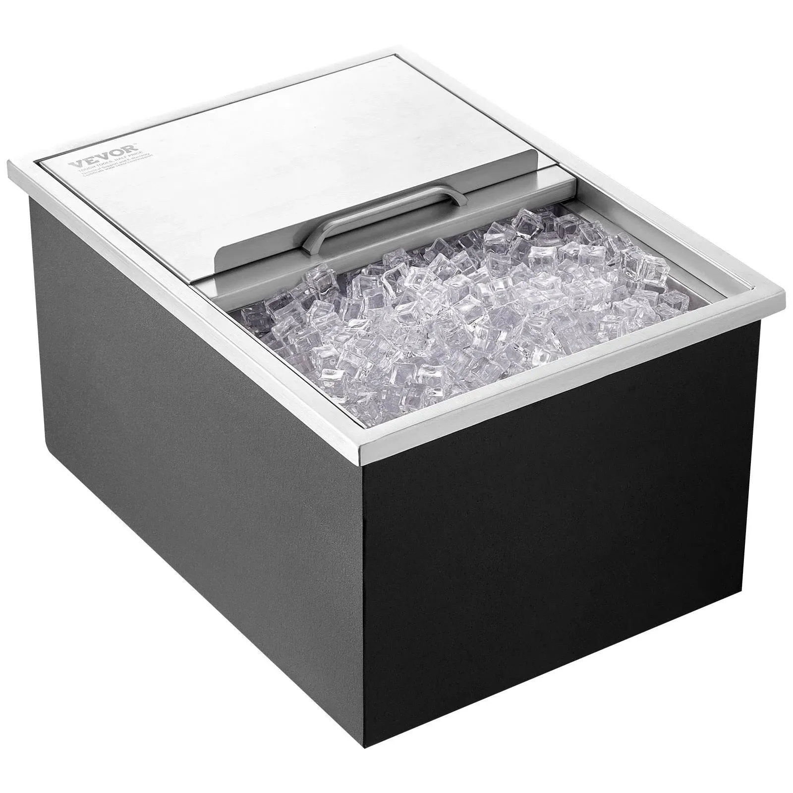 VEVOR Drop in Ice Chest, 24"L x 18"W x 13"H Stainless Steel Ice Cooler, Commercial Ice Bin with Sliding Cover, 40.9 qt Outdoor Kitchen Ice Bar, Drain-pipe and Drain Plug Included, for Cold Wine Beer