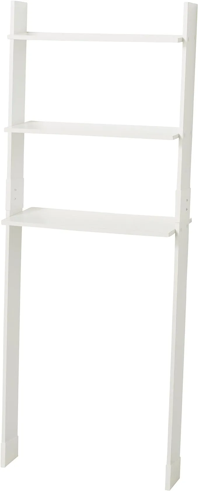 Zenna Home Leaning Wood Ladder-Style Bathroom Spacesaver Storage Shelves, White, 3-Tier