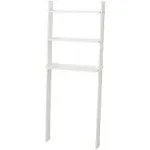 Zenna Home Leaning Wood Ladder-Style Bathroom Spacesaver Storage Shelves, White,