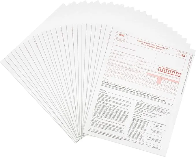 Blue Summit Supplies 1096 Transmittal 2023 Tax Forms, 25 Pack of 1096 Summary ...