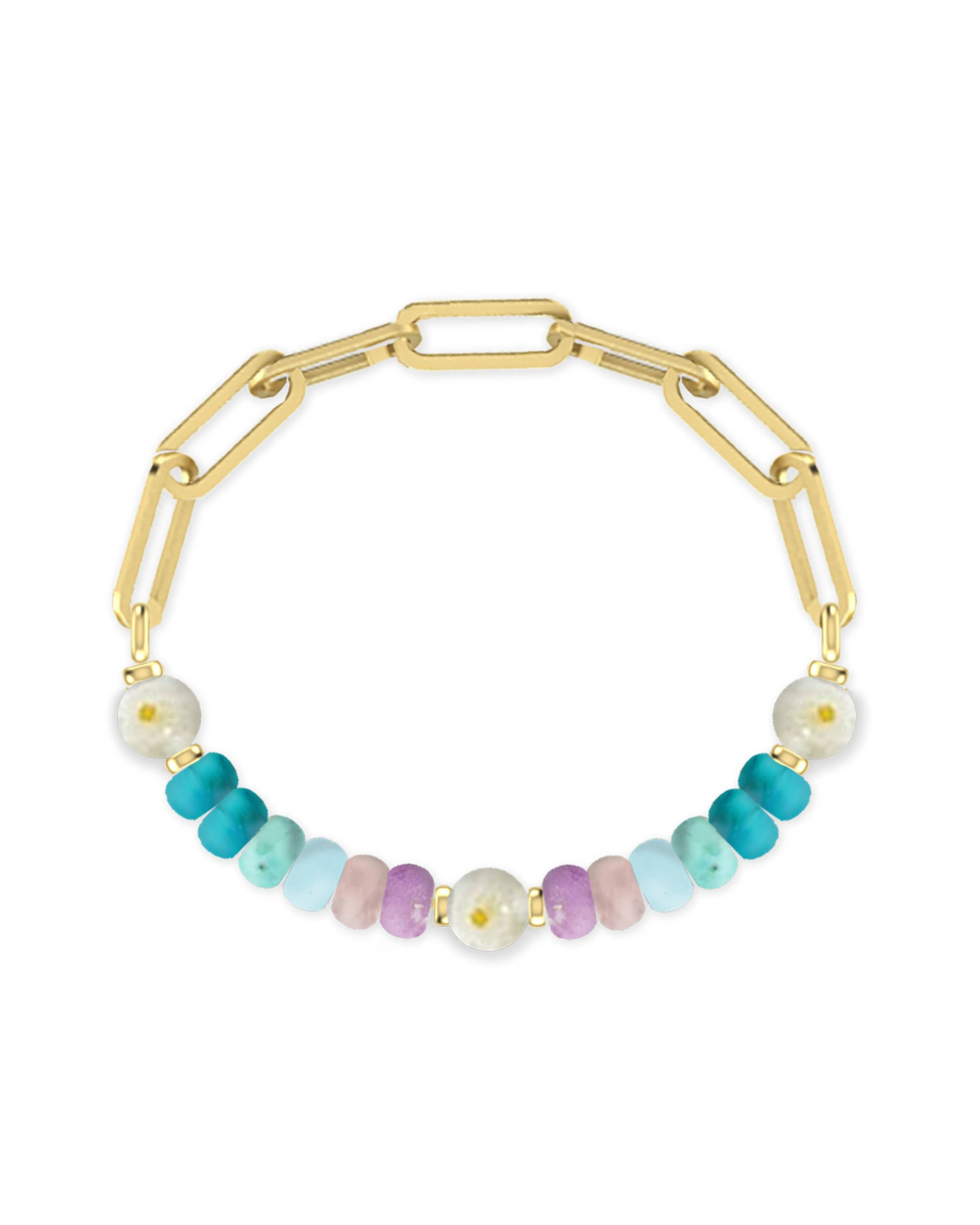 Ashton Gold Half Chain Bracelet in Pastel Mix