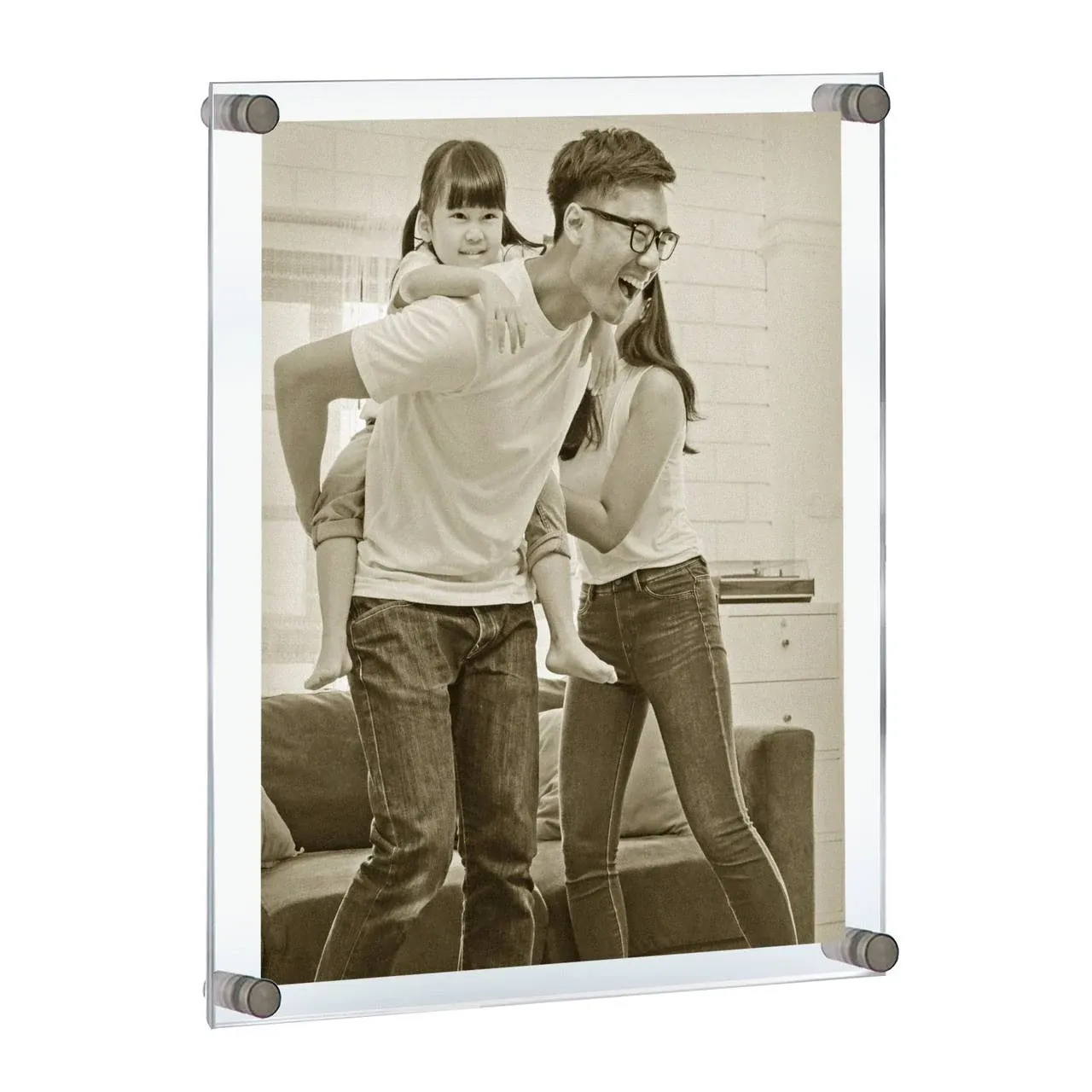 Floating Acrylic Wall Frame with Silver Stand Off Caps: 22" x 28" Graphic Size, Overall Frame Size: 26" x 32", GIFT SHOP