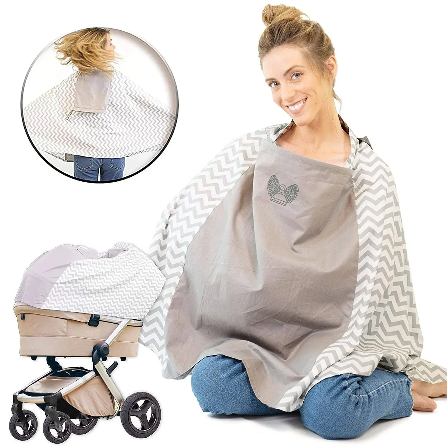 Fair-e-Trade Poncho Rigid Neckline Nursing Cover, 100% Premium Breathable Cotton