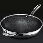 HexClad 12 Inch Hybrid Nonstick Wok, Dishwasher and Oven Friendly, Compatible with All Cooktops