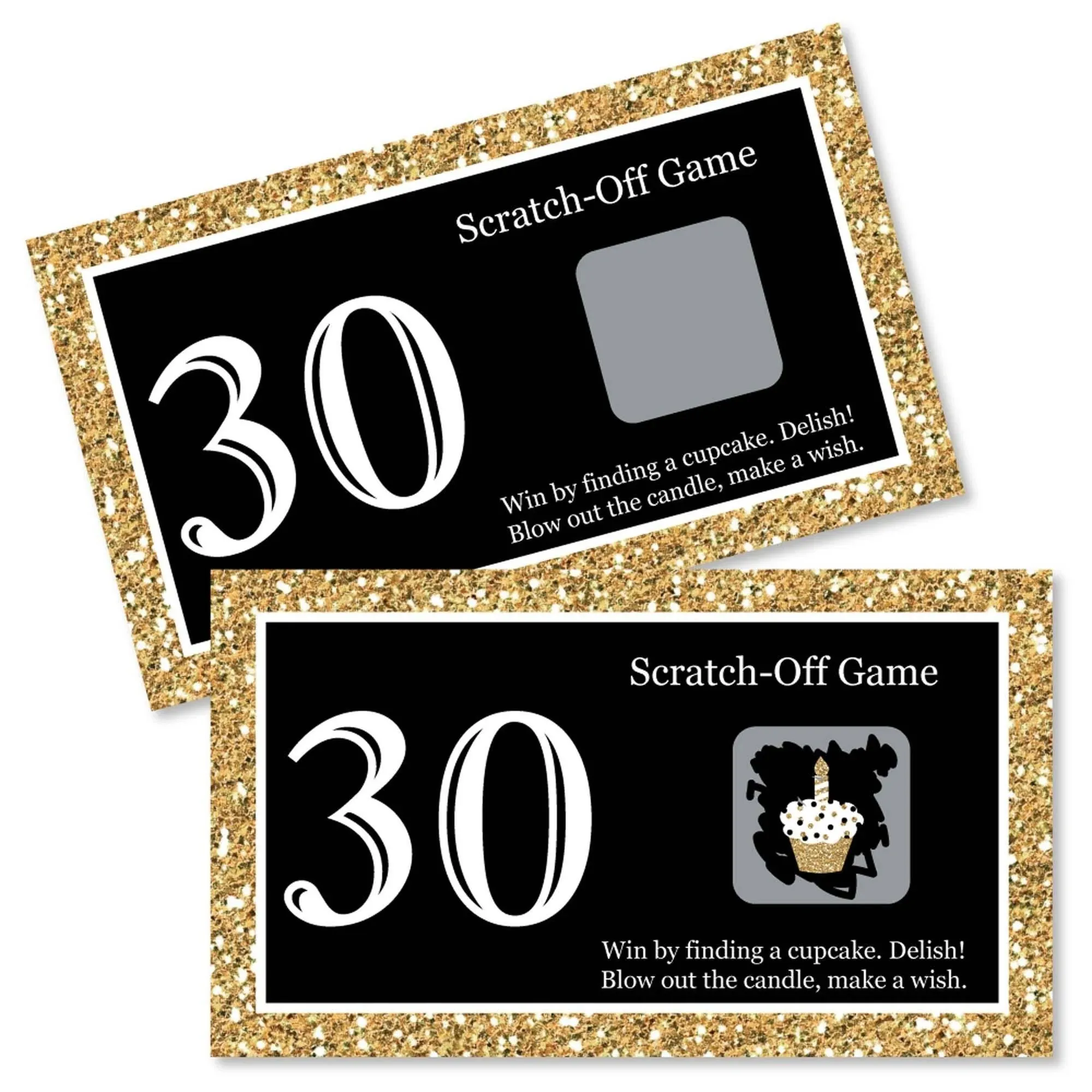 30th Birthday Party Scratch Off Game - Adult 30th Birthday - Gold - Thirtieth Birthday Party Game Cards - Set of 22