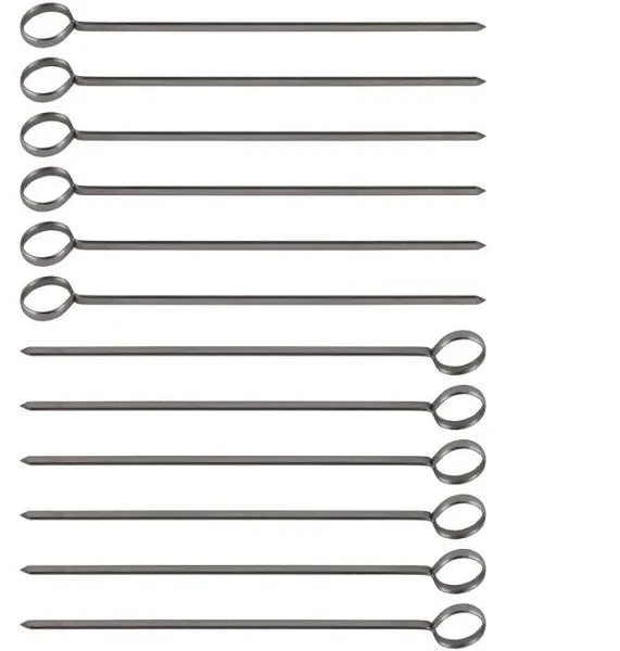 Great Credentials 8-Inch Long Stainless Steel Skewers Barbecue Skewers BBQ Skewers Shish Kebab Kabob Skewers Ring-Tip Handle 1-Dozen