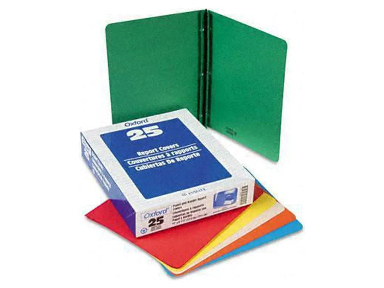 Oxford 52513 Paper Report Cover, Tang Clip, Letter, 1/2" Capacity, Assorted Colors, 25/Box