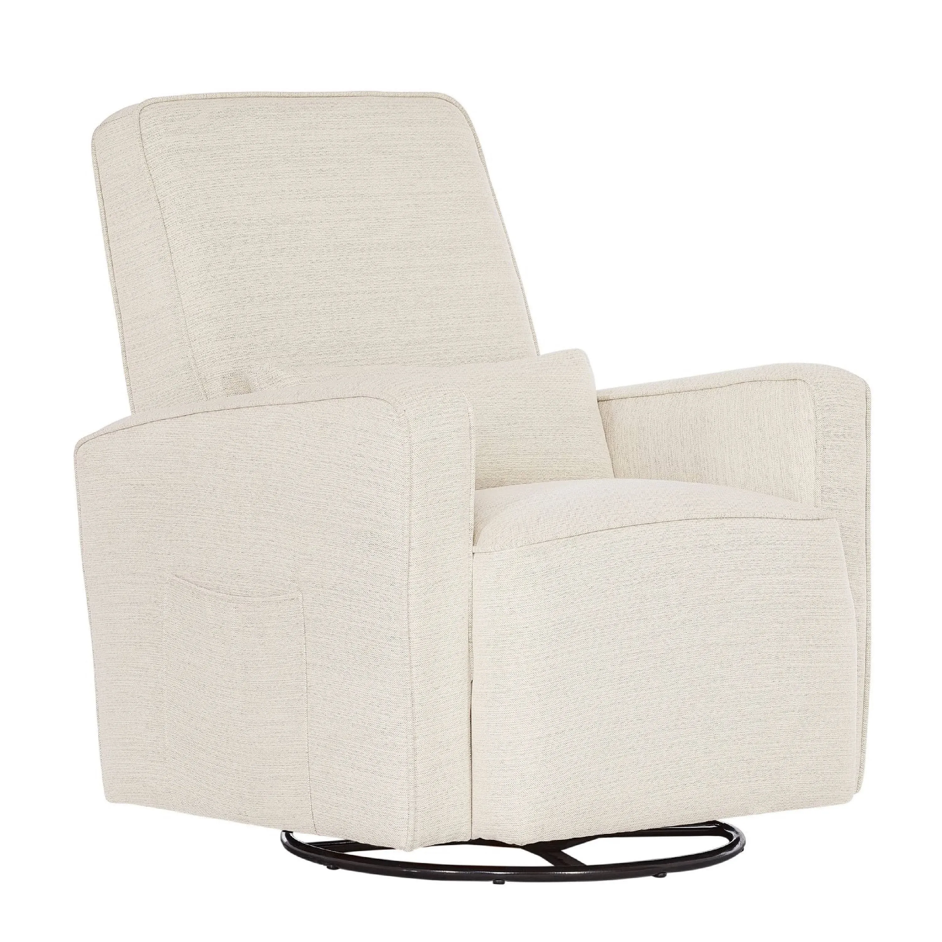 Evolur Holland Upholstered Swivel Glider with Free Lumbar Pillow, Durable Soft Fabric