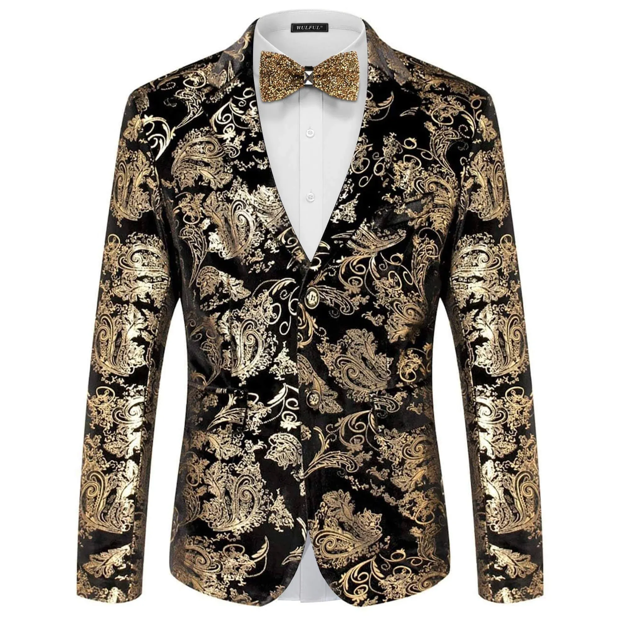 WULFUL Mens Floral Suit Jacket Slim Fit Stylish Blazer Dinner Party Prom Wedding ...