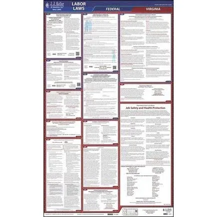 2024 Virginia and Federal Labor Law Poster (English, VA State) - OSHA Compliant All-in-One Laminated Poster