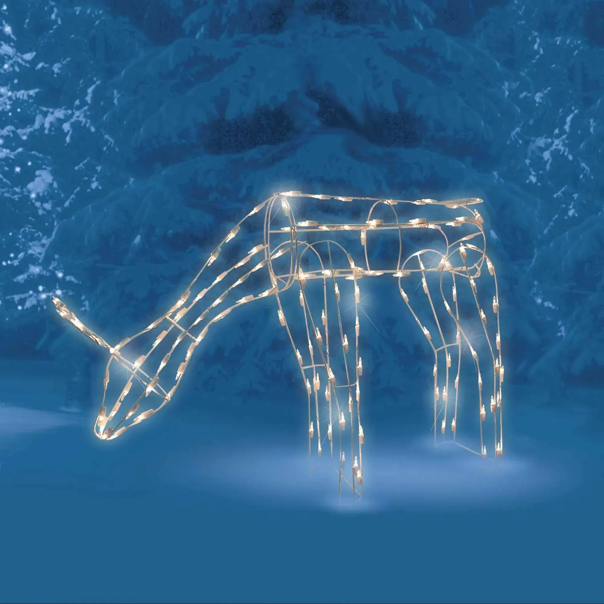 Brite Star 39 inch Width Reindeer Feeding Buck Christmas Outdoor Decorations - White Light Christmas Decoration for Yard and Patio, Indoor and Outdoor Christmas Décor