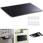 Black Wall Mounted Floating Folding Computer Desk PC Space Saving Table Home