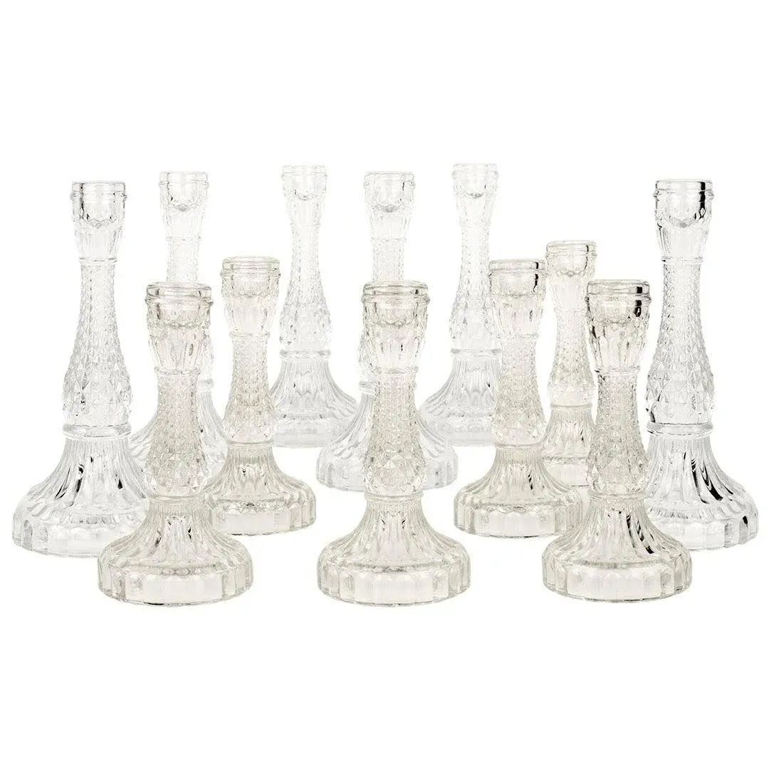 Koyal Wholesale Distressed Mismatched Vintage Glass Taper Candle Holders, Taper ...