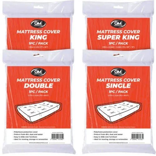 Mattress Bags for Moving Queen Size - Heavy Duty Mattress Storage Bag [4-Pack] 5 Mil Thick Plastic Waterproof Mattress Covers for Moving and Storage with Adhesive Strips for Mattresses