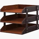 Leather Desk Organizer Thipoten 3-Tier Stackable Letter Tray Holder for Office Supplies