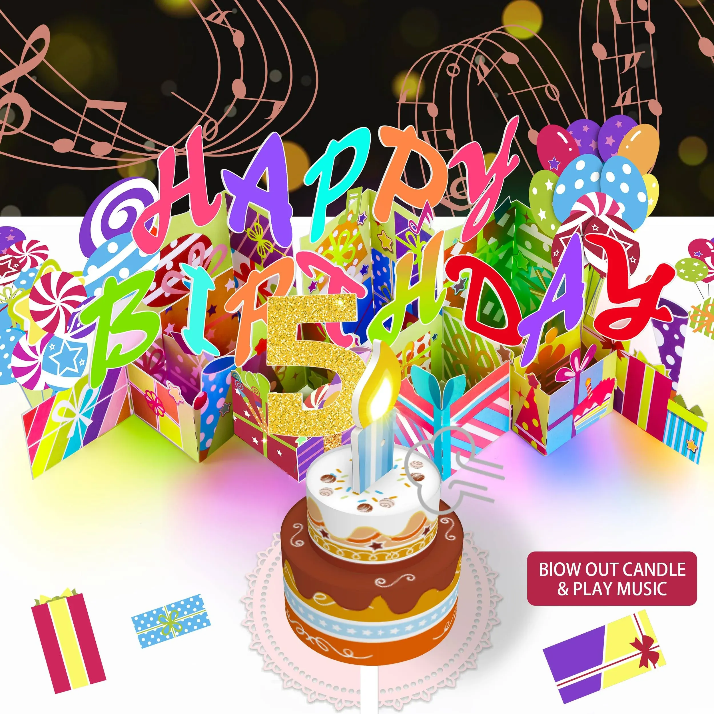 Gumry 5th Musical Birthday PopUp Card