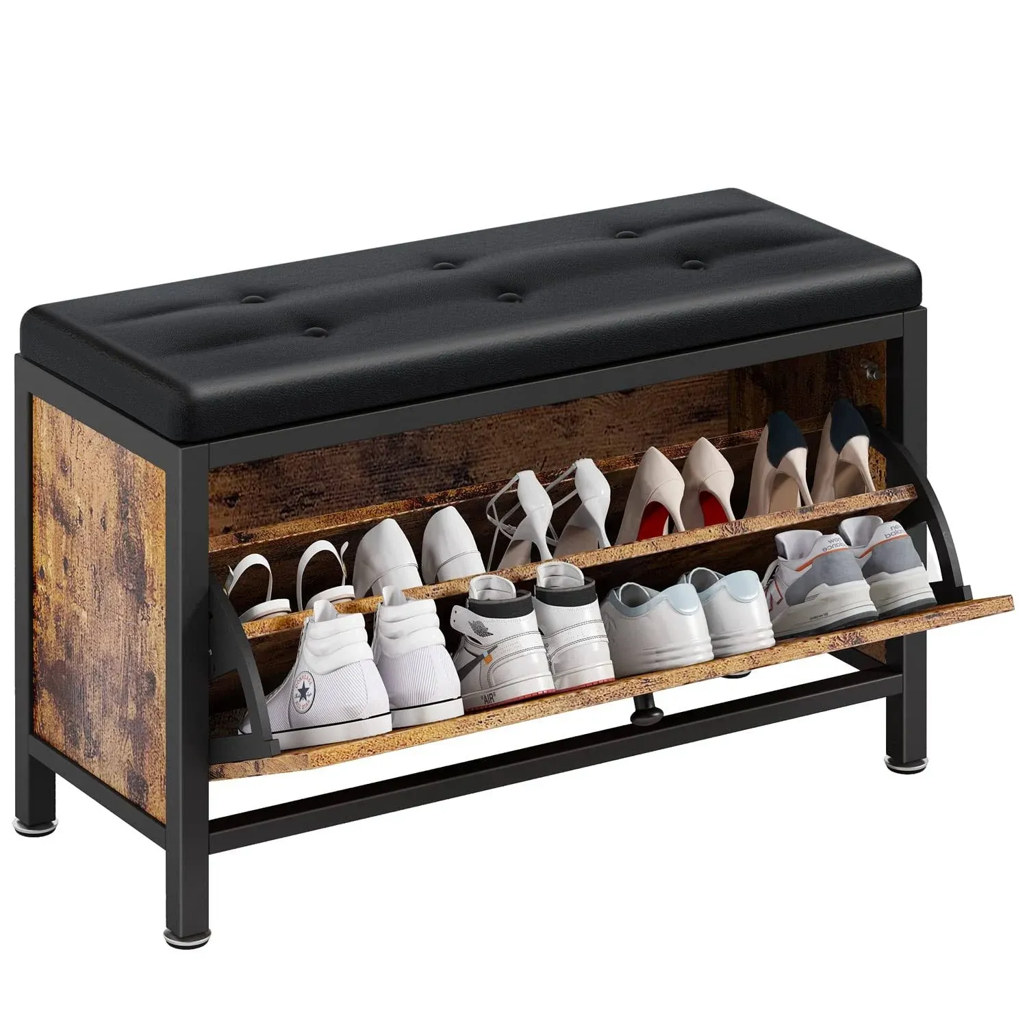 8-10 Pairs Shoe Storage Bench with Hidden Shoe Rack, Entryway Bench Seat with Shoe Storage Shelf, Shoe Storage Cabinet for Entryway Closet