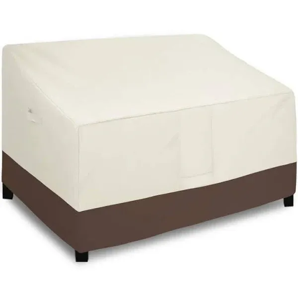 80 in. W x 37 in. D x 33 in. H Beige/Dark Brown Waterproof Outdoor Loveseat Cover ...