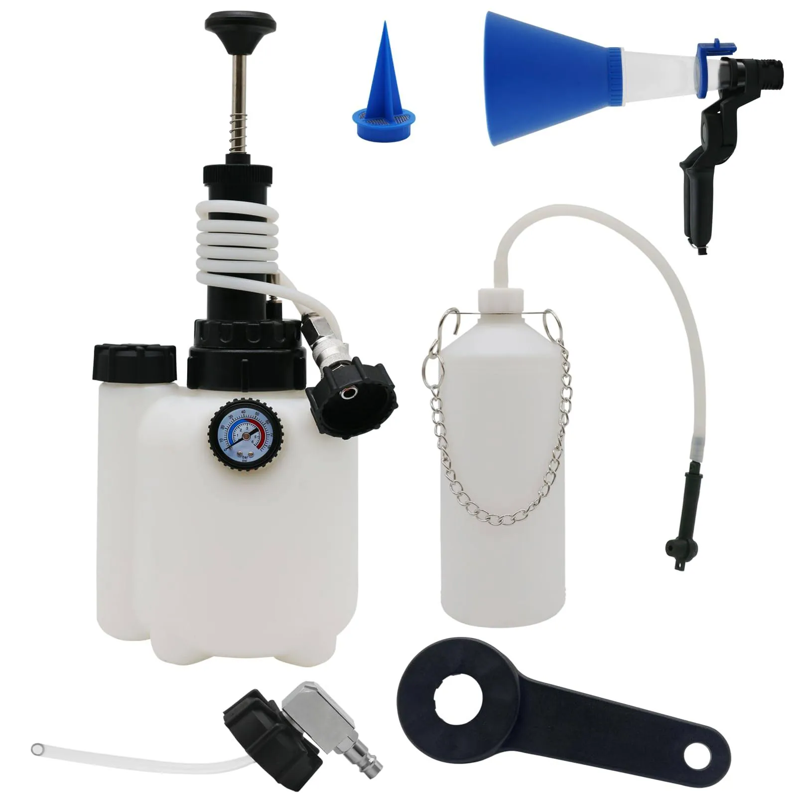 3L Brake Bleed Kit Manual Brake Bleed Fluid Pump and Oil Fill Funnel Kit,with 1-Liter Brake Ventilation, E20 Adapter (45mm) and Adapter (50mm) (3L Brake Bleed Kit)