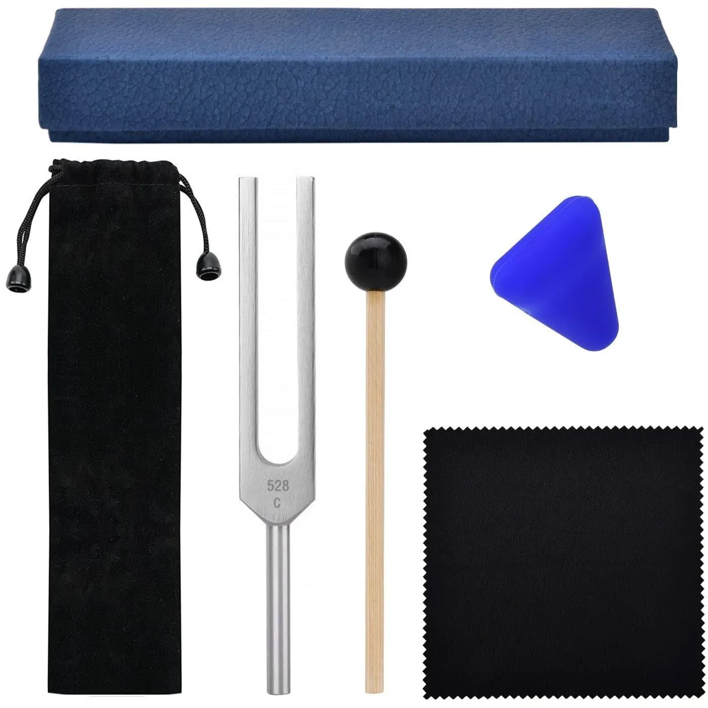 528 Hz Tuning Fork Medical, Aluminum Alloy Tuning Fork,Non-Magnetic Material Delivers Clear Tones,Solfeggio Tuning Forks for Healing Comes With a Box,Silicone Hammer,Cleaning Cloth and Triangle Rubber