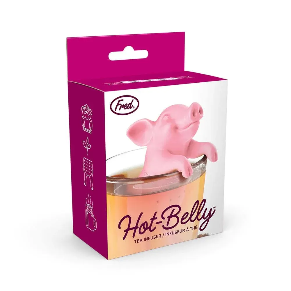 Genuine Fred, HOT BELLY, Pig Reusable Silicone Tea Infuser, Pink, Fun Gift for Tea Lovers, Clever Kitchen Gadget