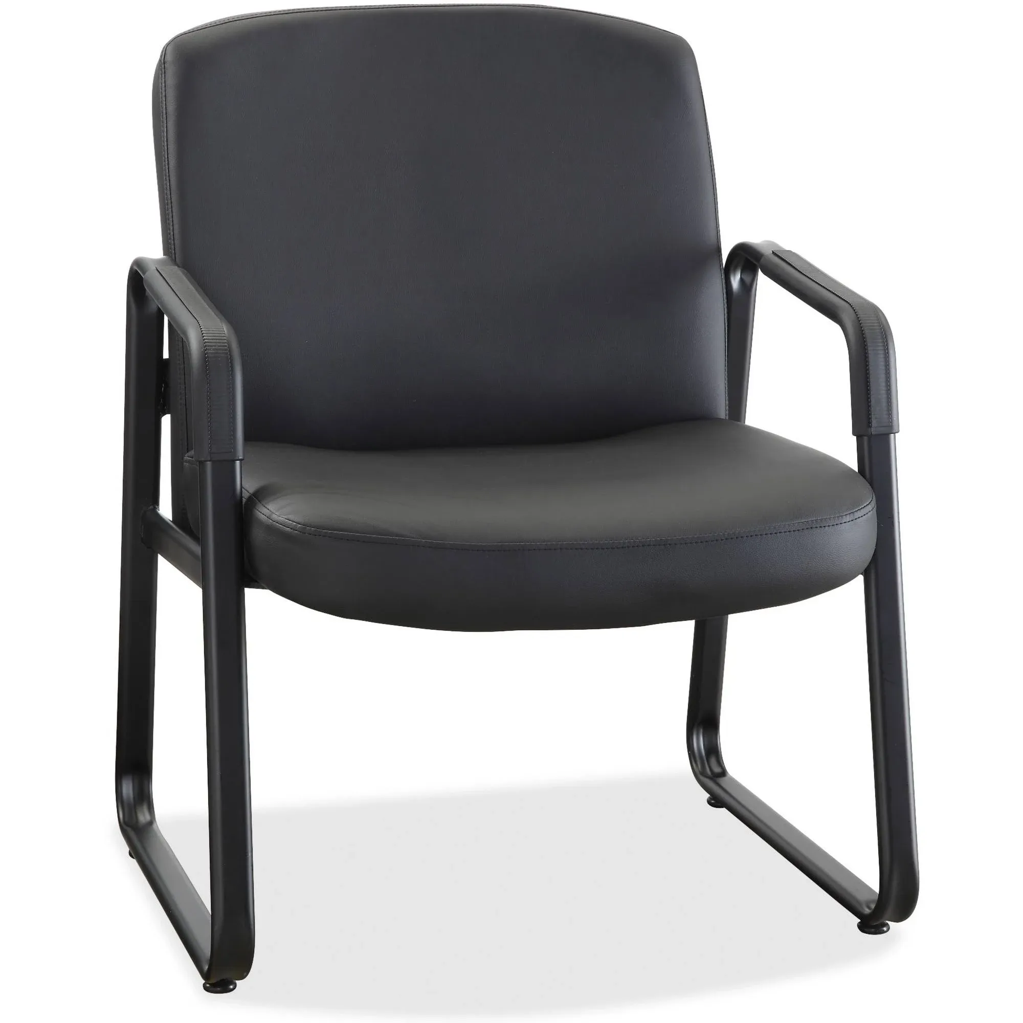 Lorell Leather Guest Chair 26-1/4&#034;x27-1/4<wbr/>&#034;x35&#034; Black 84587