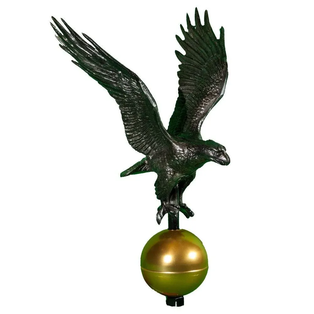 Metal Flagpole Eagle Topper Decorative Outdoor Finial Cast Aluminum Gold Globe