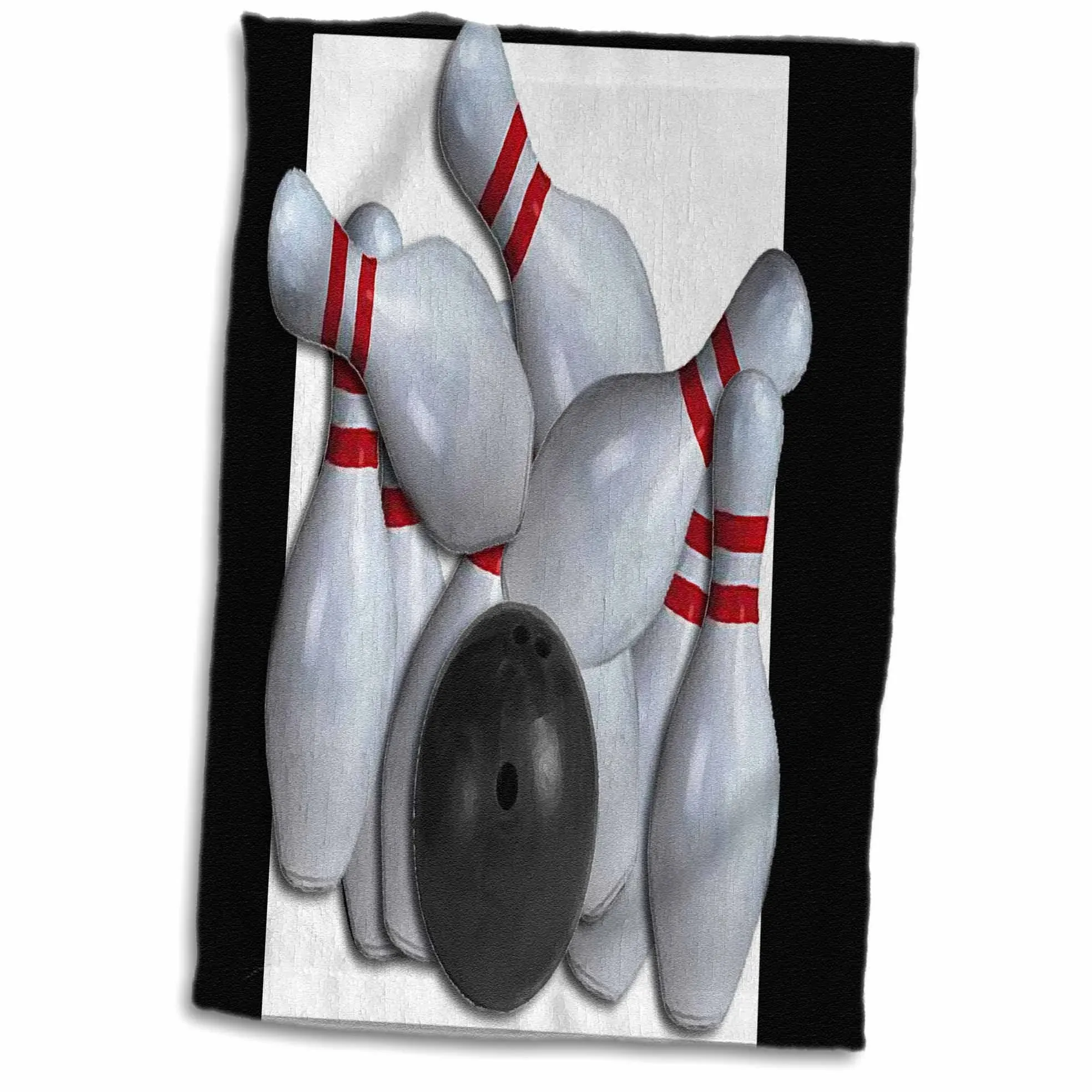 3dRose Beverly Turner Sports Design - Bowling Ball and Pins - 15&#034; x 22&#034; 