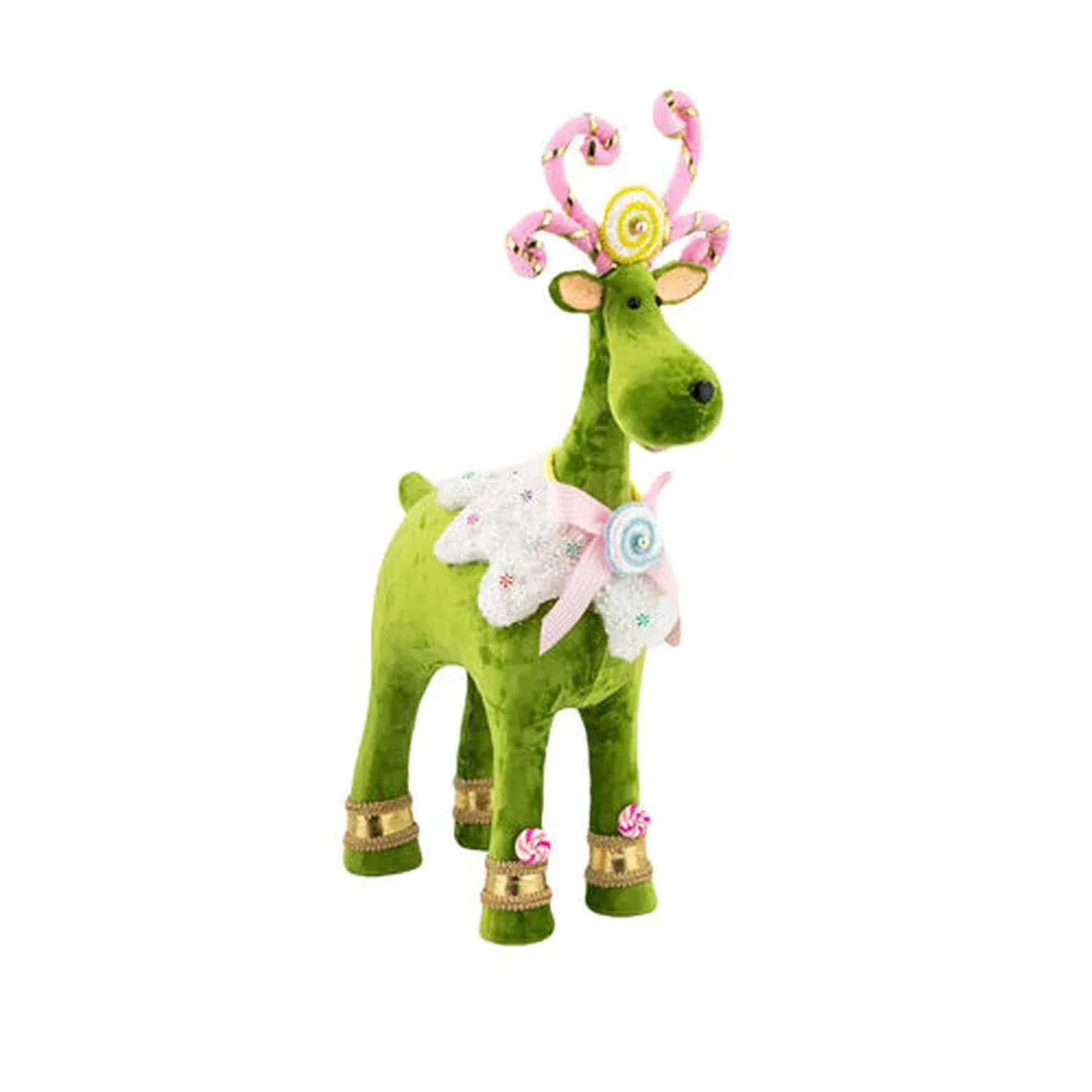 December Diamonds Snow Cream Shoppe 24" Green Candy Reindeer Figurine