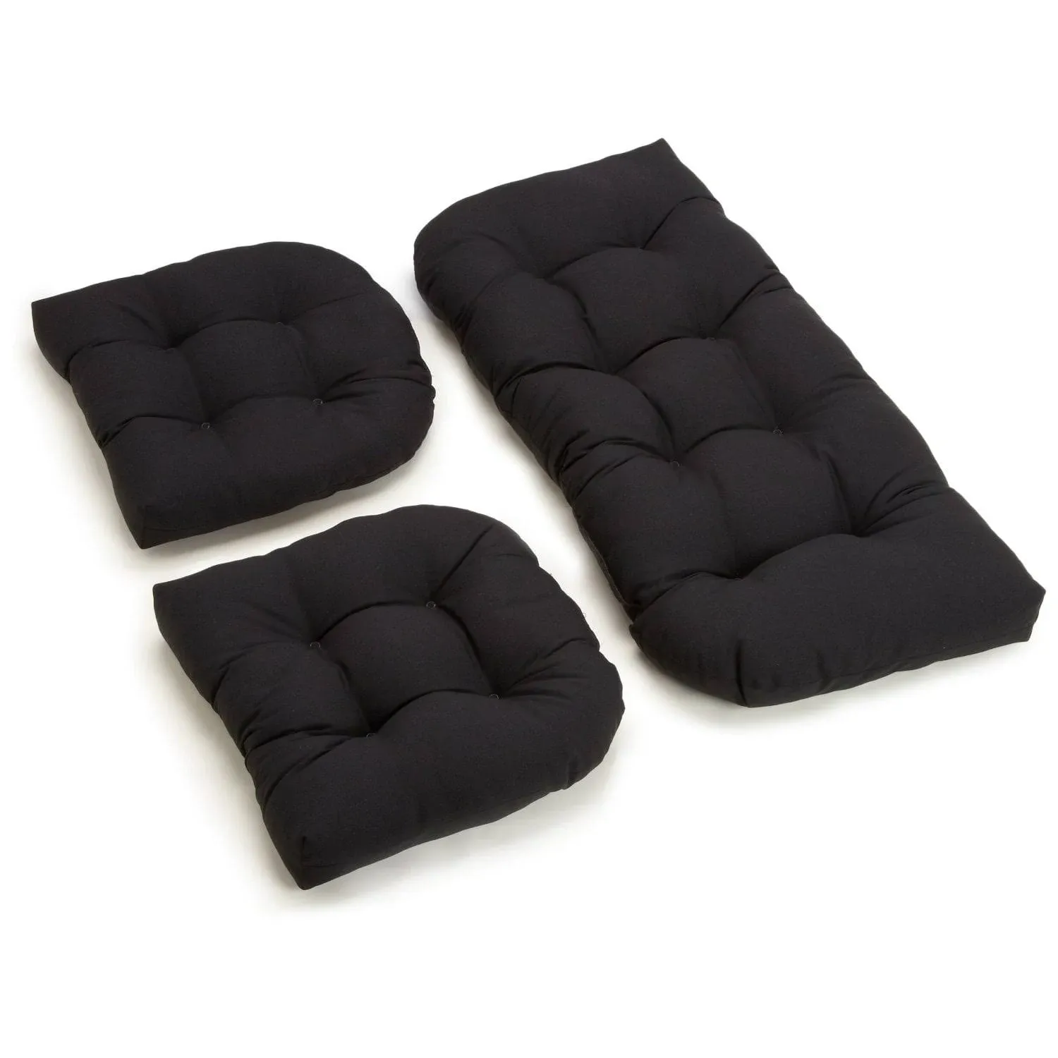 Blazing Needles U-Shaped Twill Tufted Settee Cushion Set (Set of 3)