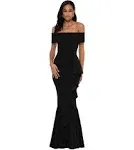 Betsy & Adam Womens Off-The-Shoulder Mermaid Gown