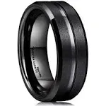 King Will Tungsten Carbide Ring for Man 8mm Polished Matte Wedding Band 10, Men's, Black