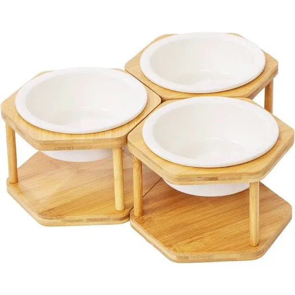 Lusifaco Set of 3 Single Elevated Cat Bowls