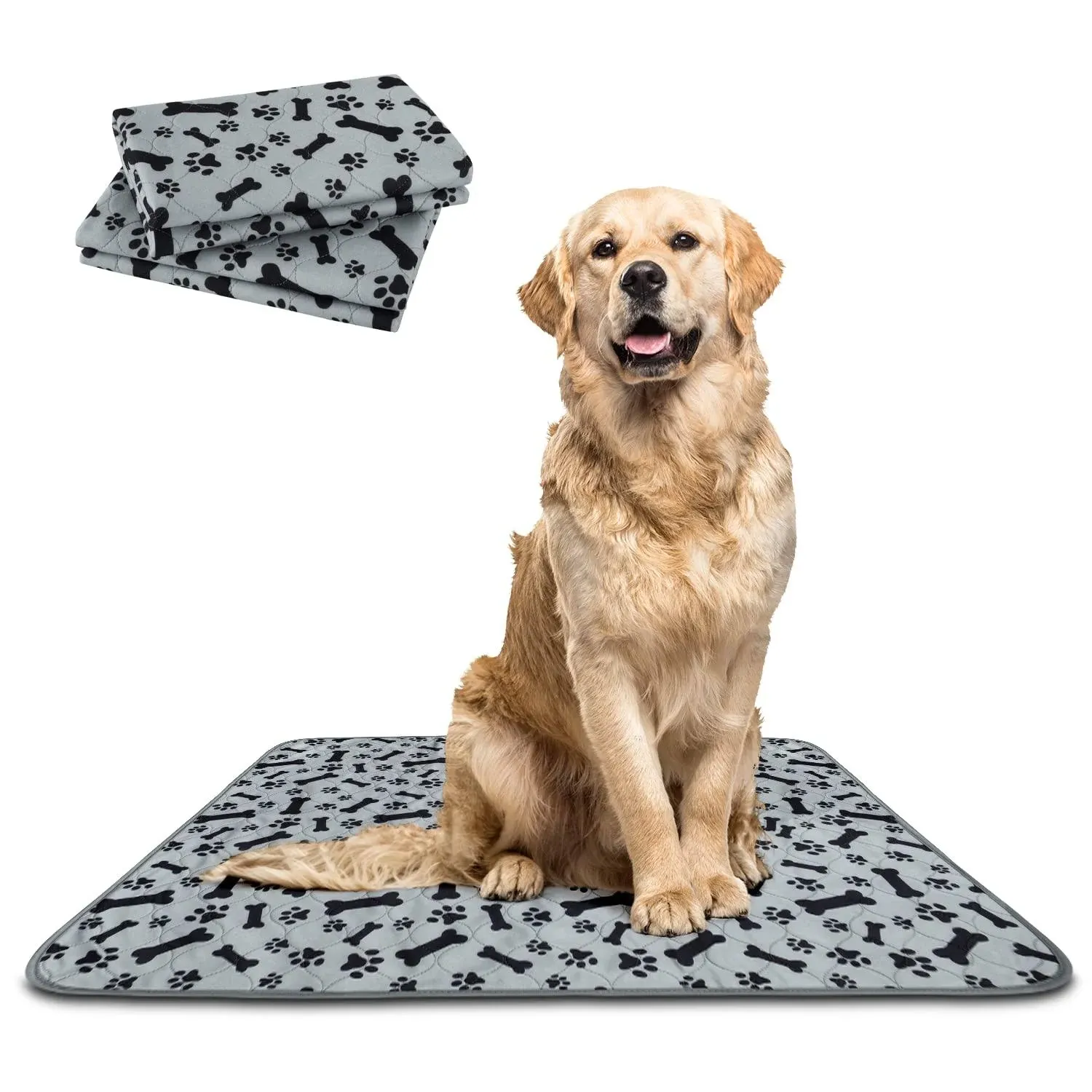 Washable, Reusable Dog Pee Pads 2-Pack - Leak-Proof, Thick and Super Absorbent Waterproof Pet Mats for Floor, Protector Under Dog Cage, and Training Mat for Pets - 32x36