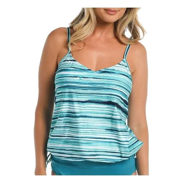 24th & Ocean Women's Standard Side Tie Tankini Swimsuit Top