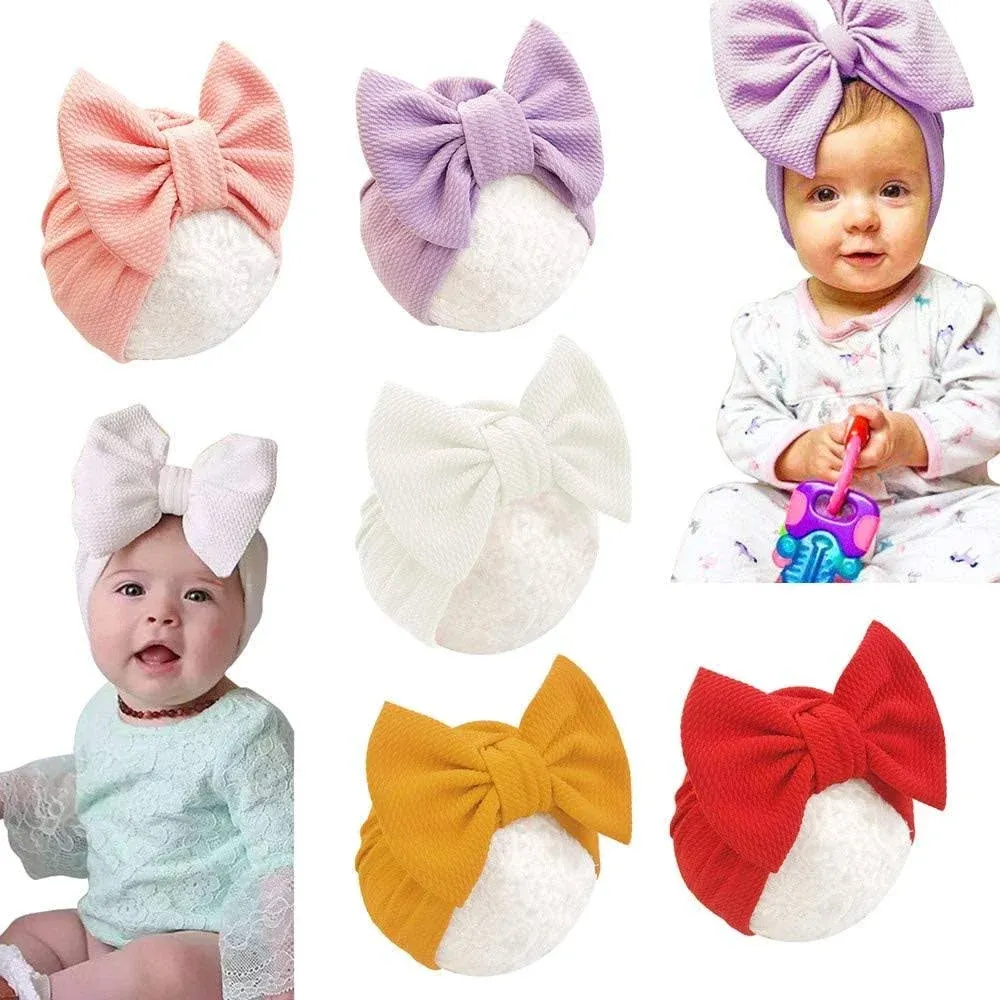 Baby Head Wrap with Big Bowknot Cap 5 Pack Toddler Kids Girl Soft Cotton Turb...