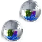 2Pack 5.9 Wall Mounted Clear Acrylic Round Fish Tank Flower Pot Vase Decoration Wall Hanging Mount Fish Bowl Fish Bubble Aquarium Decorative Plant Po