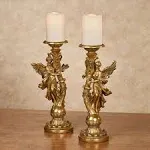 Glorieux Angels Aged Gold Candleholder Candleholders Set of Two Victorian