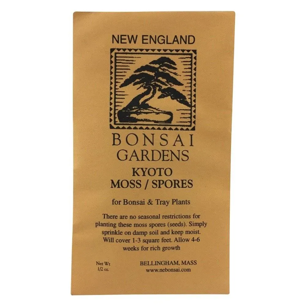 Tinyroots Moss Spores for Bonsai Trees - Covers Up to Three Square Feet, Bright Green Velvet Kyoto Bonsai Moss That Is Weed Free, Indefinite Shelf