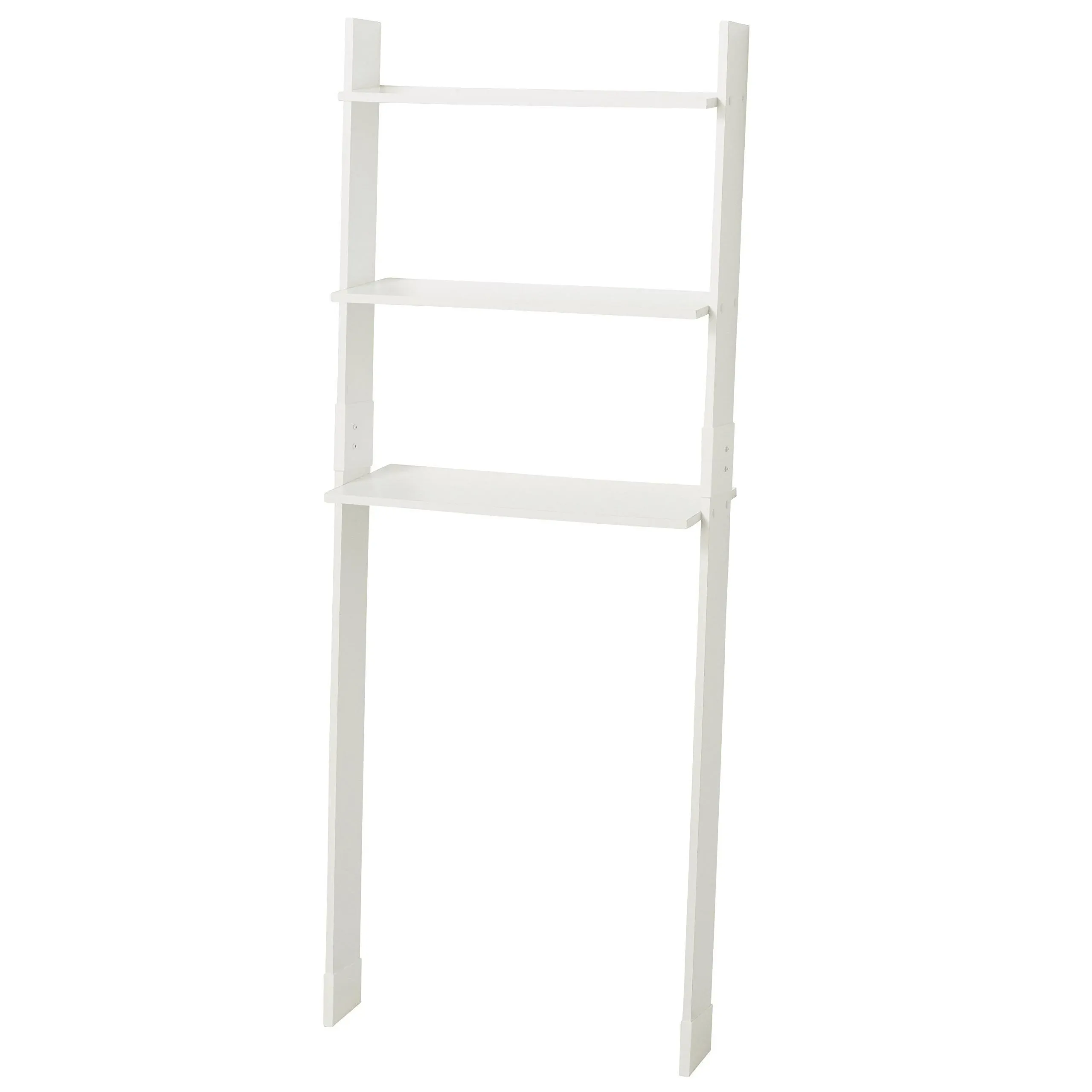 Zenna Home Leaning Wood Ladder-Style Bathroom Spacesaver Storage Shelves, White,